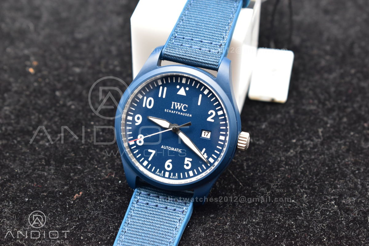 Watch of Pilot 'Laureus Sport for Good' Blue Ceramic M+F Best Edition on Blue Nylon Strap A2892